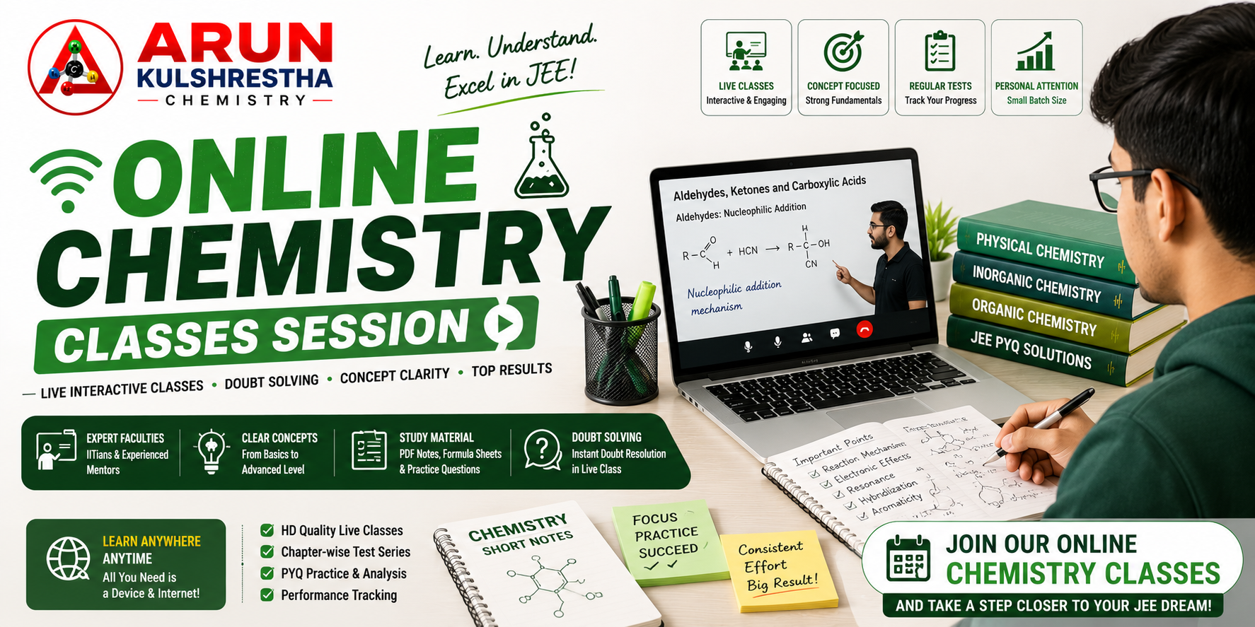 Student studying Chemistry on laptop
